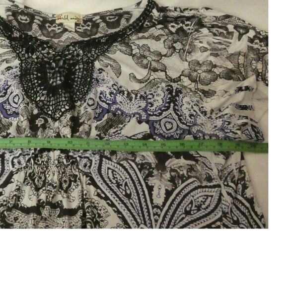 World Unity Women's Blouse Large Tunic Artsy Asymetrical Crochet - Picture 7 of 8